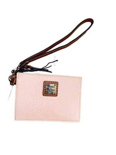 Dooney & Bourke Pebble Grain Leather Wristlet~Top Zip Card Case~Pale Pink-UNIQUE