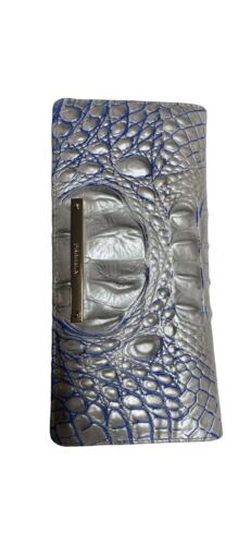Brahmin Ady Wallet Eggshell Melbourne~Genuine Leather~Silver, Blue ~Gold  NWT