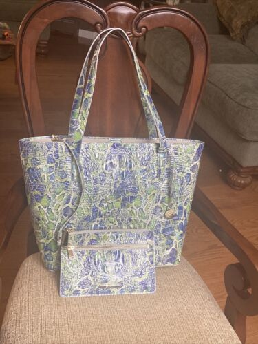 Brahmin Brooke Green Viper Melbourne Genuine Leather Tote Bag $365~NEW
