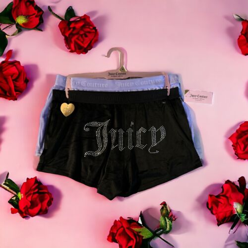 JUICY COUTURE MULTICOLOR  VELOUR RHINSTONES LOGO~JC1751~SLEEP SHORTS ALL SIZES