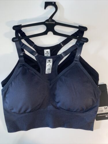 90 Degree By Reflex High Performance~Sport Bra~Charcoal &Black Set of 2~Sze MED.