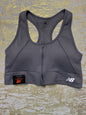 NEW BALANCE Medium Impact Sports Bra Style  111155 GRAY FRONT ZIPPER LARGE CUTE!