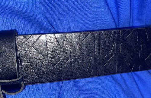 MICHAEL KORS BELT BLACK WITH STAMPED LOGO SILVER BUCKLE