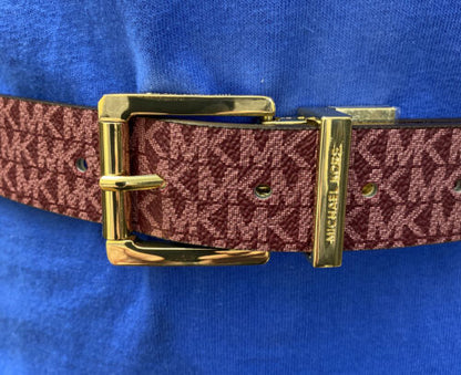 MICHAEL KORS BELT REVERSIBLE MK LOGO VIOLET TO WHITE GOLD BUCKLE WOW!!