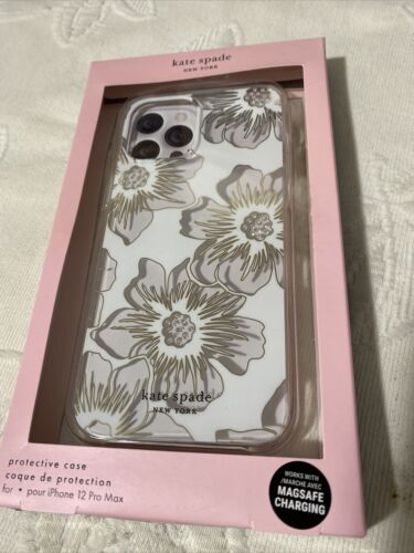 Kate Spade Phone Case iPhone12 & 13 Pro Max White Floral & Rhinestones Pretty!!