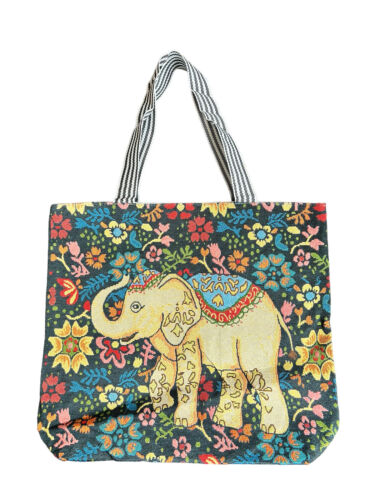 Elephant Tapestry Style~Women Tote Double Handle Large Bag~Multicolor Design~NEW