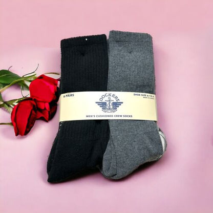 DOCKERS Men 6 Pairs ATHLETIC CUSHIONED BREATHABLE CREW SOCKS All Season 2 Colors