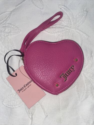 JUICY COUTURE FUSCHIA PLEATS PLEASE HEART SHAPED COIN PURSE 13JCA1FMX-FS