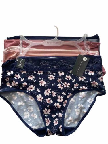 Laura Ashley ~ Women's Brief Underwear Panties Floral 5-Pair~Style LS9689~1X