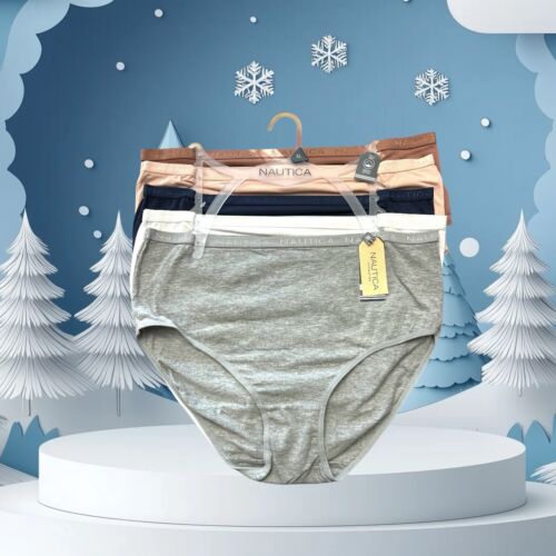 NAUTICA 5-pack~Organic Cotton Women Briefs Sz XL High-Rise Multicolor NT3771