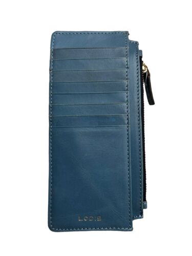 Lodis Blue RFID Protection Card Case Window ID  Leather Wallet GREAT QUALITY!!