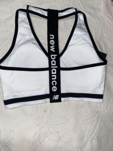 New Balance Medium Impact Sports Bra Style 7462 White/Black Size XXL NEW