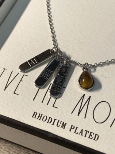 Rae Dunn 18” Rhodium Plated LIVE THE MOMENT. Necklace BNIB~ CLASSY & UNIQUE!￼
