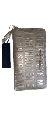 STEVE MADDEN WALLET WRISTLET METALIC GOLD STAMPED LOGO VERY CLASSY!!