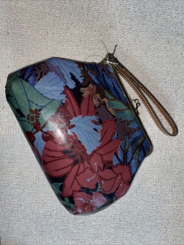 Patricia Nash Blue Forest Hand-Bag Wristlet Savena 100% Authentic Leather CUTE!