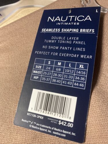 NAUTICA INTIMATES NT7106 3PKD MF SEAMLESS SHAPING BRIEF PANTIES GREAT FIT!NEW~ L