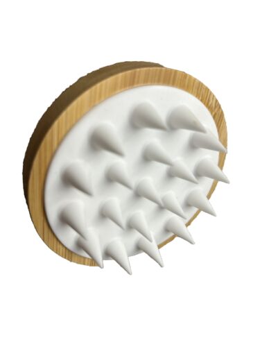 TADA~ Wooden Bamboo Soft Silicone Bristles Scalp & Hair Massager Shampoo Brush