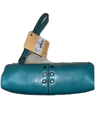 Patricia Nash Isla Oblong Italian Leather Wristlet  Distress AQUA NEW CUTE!!!