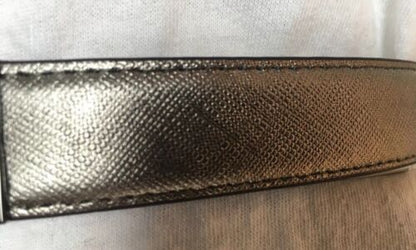 MICHAEL KORS BELT REVERSIBLE NICKEL/BURGUNDY SKINNY With MK LOGO CIRCLE BUCKLE