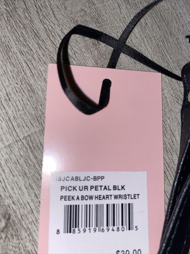 JUICY COUTURE PICK UR PETAL BLACK PEEK A BOW HEART WRISTLET SHAPED COIN PURSE