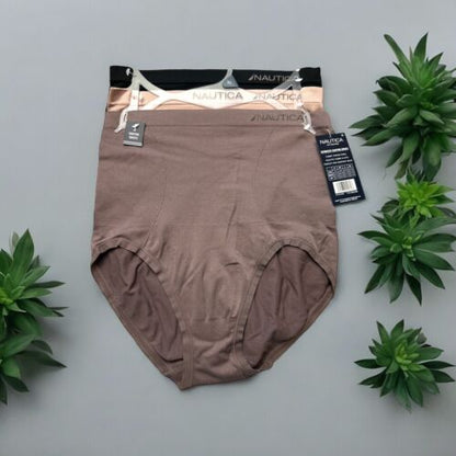NAUTICA INTIMATES NT7164 3PKD MF SEAMLESS SHAPING BRIEF PANTIES GREAT FIT! XL