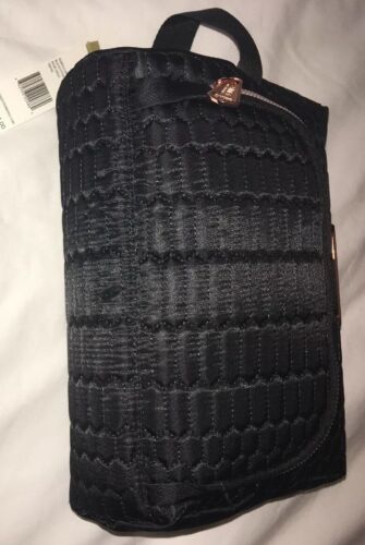 Aimee Kestenberg  Isabela Black Python Quilted Cosmetic Bag  Gold Hardware