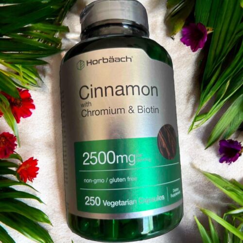 Cinnamon with Chromium & Biotin 2500mg | 250 Veg Capsules | by Horbaach