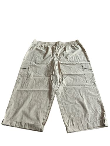 JONES NEW YORK Signature Beige~Roll Tab Cargo Capri~High Rise Cotton~XL MSRP $89