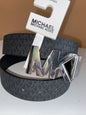 Michael Kors Belt Reversible Black MK Mini Logo To Brown MK Silver Buckle