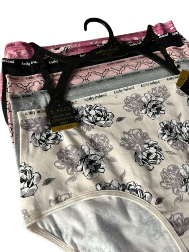 Kathy Ireland 5 Pack Multicolor Cotton/Spandex Briefs Sizes XL~BF1255~ GREAT!