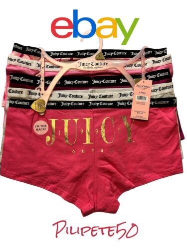 Juicy Couture~Women Boyshort Underwear Panties Cotton Blend 5-Pair JC7530~WOW~L