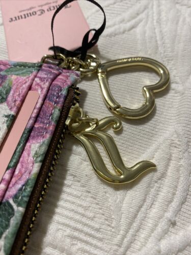 JUICY COUTURE MOODY GARDEN CREAM WHOLE LOTTA LOVE CARD-CASE KEY RING WALLET NEW