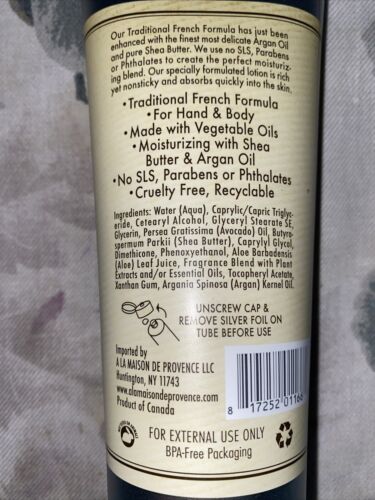 A LA MAISON Sweet Almond Hand and Body Lotion Shea Butter Argan Oil 8oz