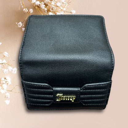 Juicy Couture Black Pretty Bow Faux Leather Flap Card Case Wallet NWT