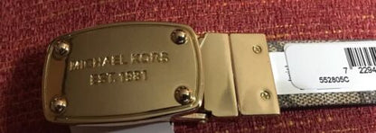 MICHAEL KORS BELT REVERSIBLE  GRAY/TAN W/LOGO BUCKLE SOMETHING REALLY DIFFERENT