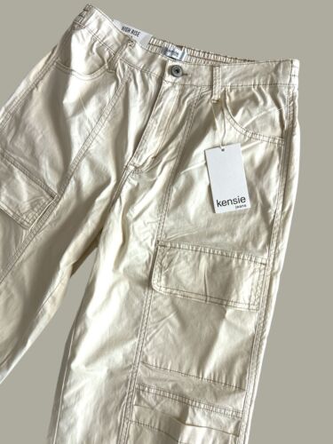 Kensie Jeans Cargo Capri Convertible Pants Size 10/30~Preppy~Cream~Retail $68