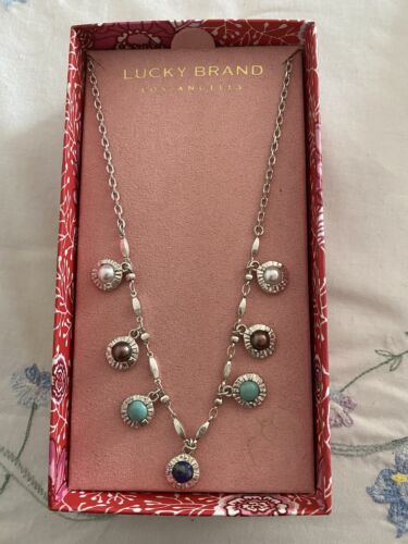 Lucky Brand Women's Semiprecious Accents Silver Plated  Necklace NIB