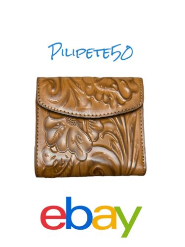 Patricia Nash Reiti Genuine Tooled Leather RFID Wallet Cognac P409244 NWT $109