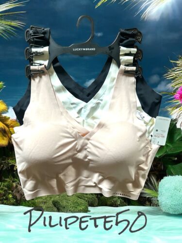 Lucky Brand Set Of 3~Seamless Laser Cut Bras LVD19053~Sz.2X~Multicolor ~UNIQUE!
