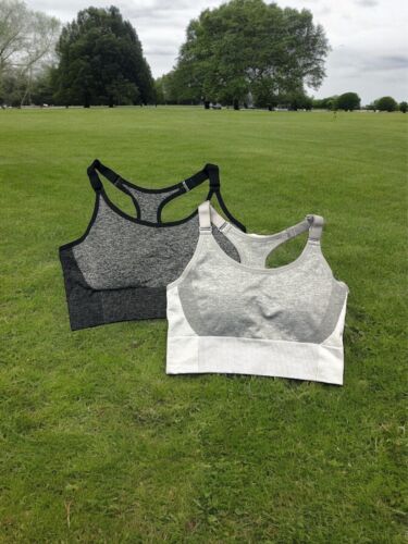 Layer8~2 Pack Sports Bra ~Medium Support ~Q-Wick Dry~Racerback~ Sze. Large~NEW