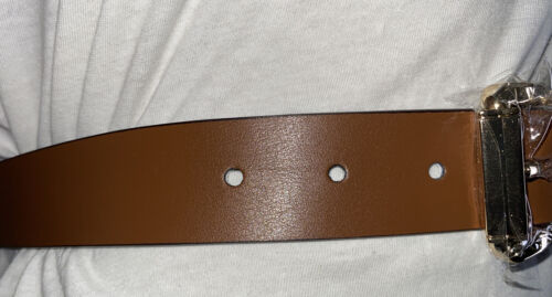 MICHAEL KORS BELT REVERSIBLE BROWN MK LOGO WITH FLOWER PRINT GOLD BUCKLE STYLE!