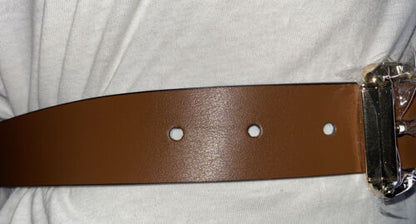 MICHAEL KORS BELT REVERSIBLE BROWN MK LOGO WITH FLOWER PRINT GOLD BUCKLE STYLE!