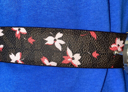 MICHAEL KORS BELT REVERSEABLE FLORAL/CHOCOLATE MK LOGO WITH GOLD MK BUCKLE