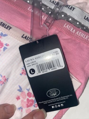 LAURA ASHLEY Intimates Cotton-Spandex Brief Panties~Size L~5 pair Style 9540