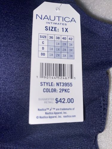 NÁUTICA 2PACK INTIMATES LOUNGE COMFORT BRAS SIZE 1XL RETAIL $42 BEAUTIFUL NEW