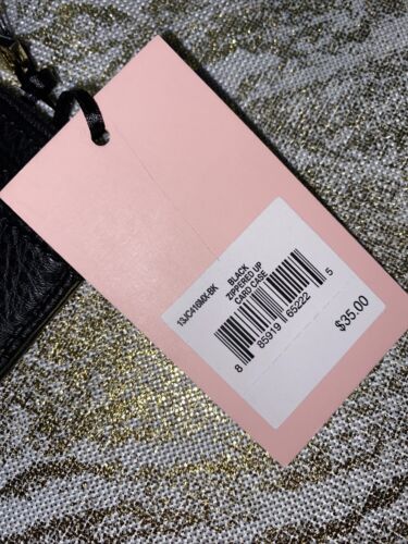 JUICY COUTURE BLACK ZIPPERED UP CARD CASE KEY RING WALLET NEW RETAIL $35