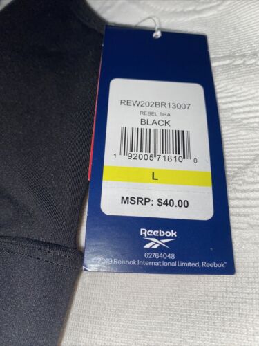 Reebok Rebel Sport Bra Racerback w/Pocket Medium Support Large MSRP$40 NEW