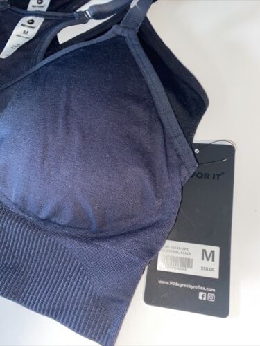 90 Degree By Reflex High Performance~Sport Bra~Charcoal &Black Set of 2~Sze MED.