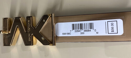 MICHAEL KORS BELT TAN WITH MK TORTOISE SHELL GOLD BUCKLE WOW!!!