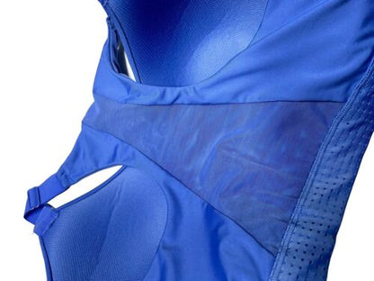 LAYER 8 MAXIMUM SUPPORT SIZE 2X SPORT BRA FITTED Blue/SilverFront Zipper-NEW